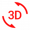 3d virtual tour red icon